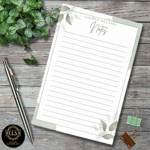 Personalised Green Botanical Lined Post-It® Notes