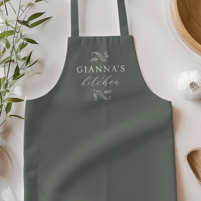 Personalised Green Botanical Your Name's Kitchen Apron (Creator Uploaded)