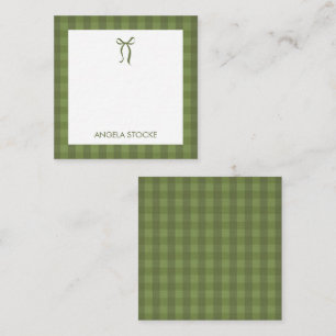 Personalised Green Bow Gingham Plaid Card