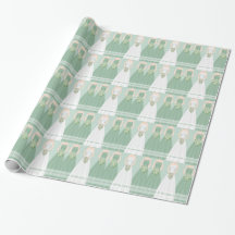 Personalised Green Bridal Shower Wrapping Paper