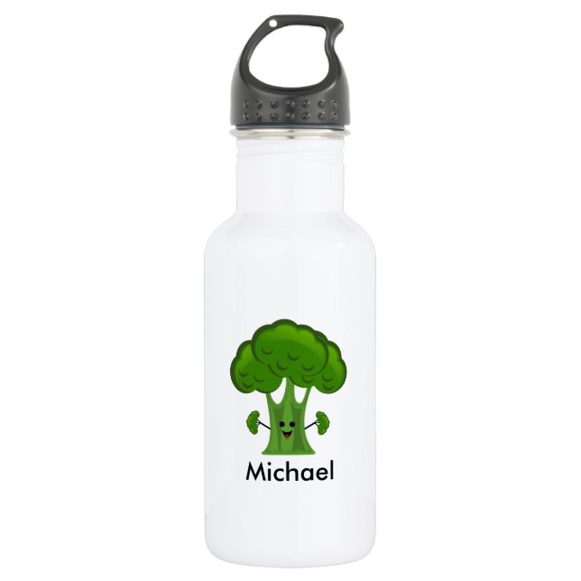Personalised Green Broccoli 532 Ml Water Bottle (Front)