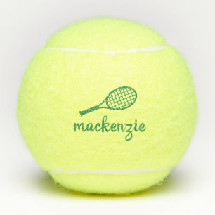 Personalised Green Calligraphy Script Name  Tennis Balls