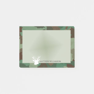 Personalised Green Camo Frame with Buck Silhouette Post-it Notes