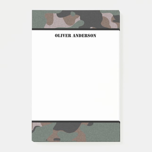 Personalised Green Camo Post-it Notes (Front)