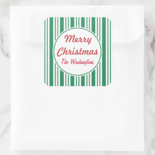 Personalised Green Christmas Candy Gift Stickers