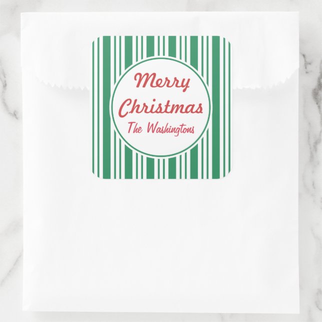 Personalised Green Christmas Candy Gift Stickers (Bag)