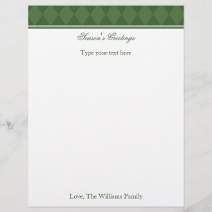 Personalised Green Christmas Holiday Stationary
