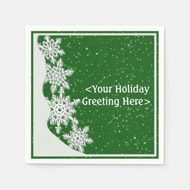 Personalised Green Christmas Snowflake Napkins (Front)