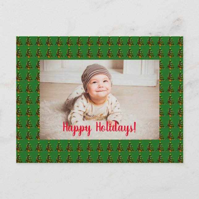 Personalised Green Christmas Tree Postcard (Front)