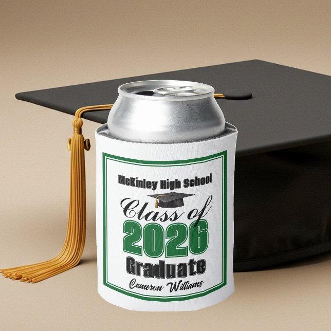 Personalised Green Class of 2026 Graduation Party Can Cooler (Creator Uploaded)