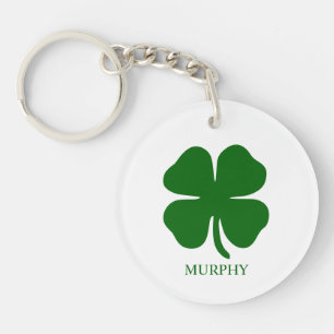Personalised Green Clover Key Ring