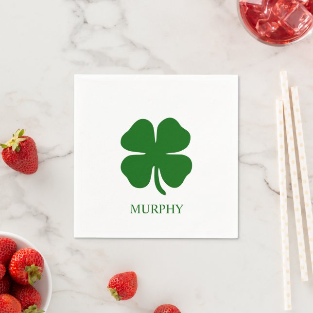 Personalised Green Clover Napkin (Insitu)