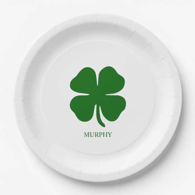 Personalised Green Clover Paper Plate (Front)