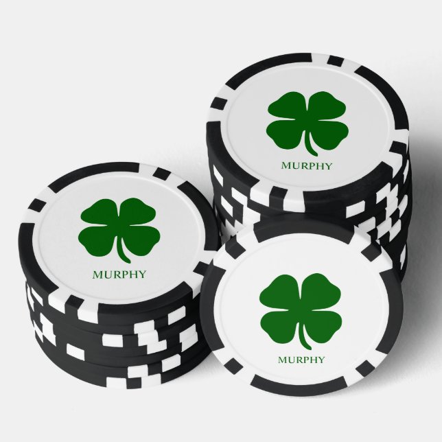Personalised Green Clover Poker Chips (Stack)