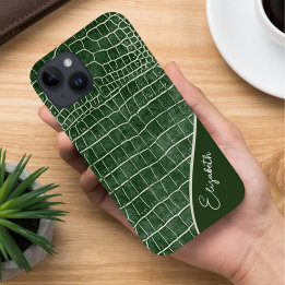 Personalised Green Crocodile iPhone 14 Case