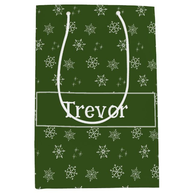 Personalised Green Custom Snowflake Gift Bag (Front)