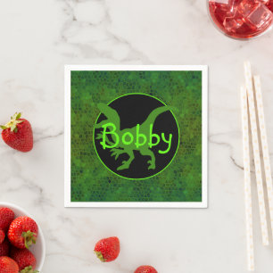 Personalised Green Dinosaur Hide  Napkin