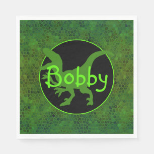 Personalised Green Dinosaur Hide Napkin