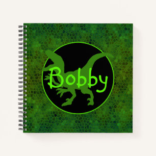 Personalised Green Dinosaur Hide Notebook