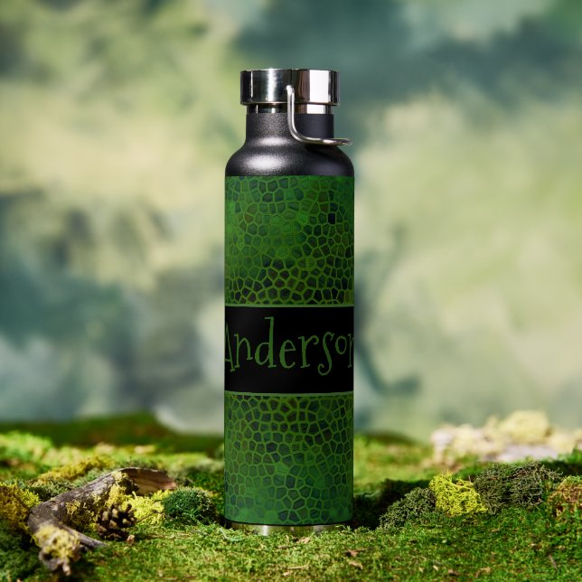 Personalised Green Dinosaur Hide  Water Bottle (Outdoor)
