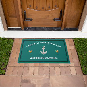 Personalised Green Doormat w/ Starfish & Anchor