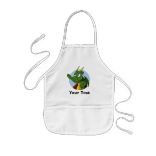 Personalised Green dragon cartoon Kids Apron
