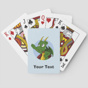 Personalised Green dragon cartoon Playing Cards