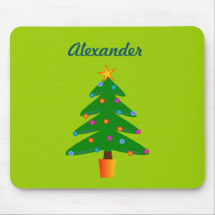 Personalised Green Festive Christmas Tree Mouse Mat