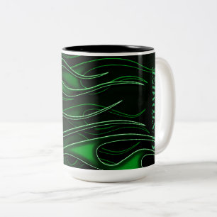 Personalised Green Flames Two-Tone Coffee Mug