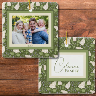 Personalised Green Floral Family Photo Ornament