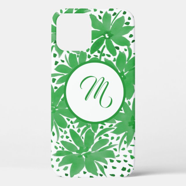 Personalised Green Floral Monogram Design Case-Mate iPhone Case (Back)