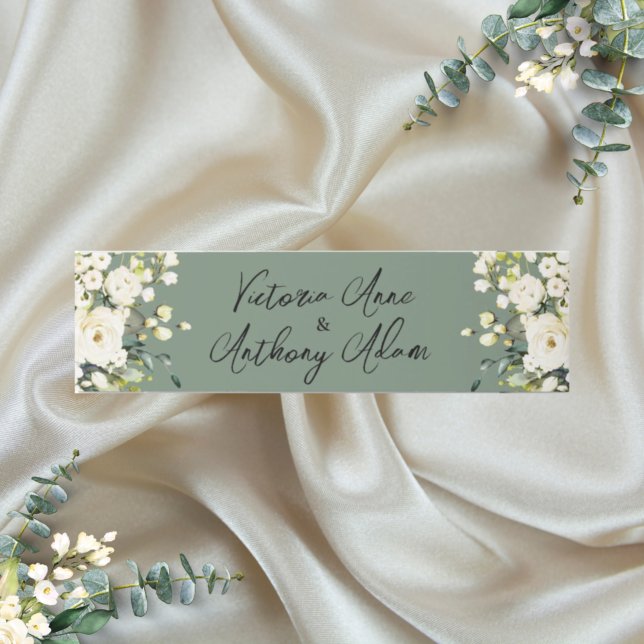 Personalised Green Floral Wedding Invitation Belly Band (Creator Uploaded)