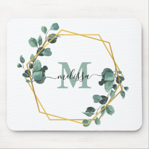 Personalised Green Foilage Floral Mouse Pad