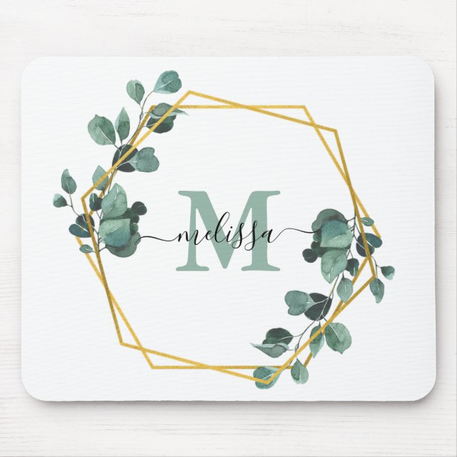 Personalised  Green Foilage Floral Mouse Pad (Front)