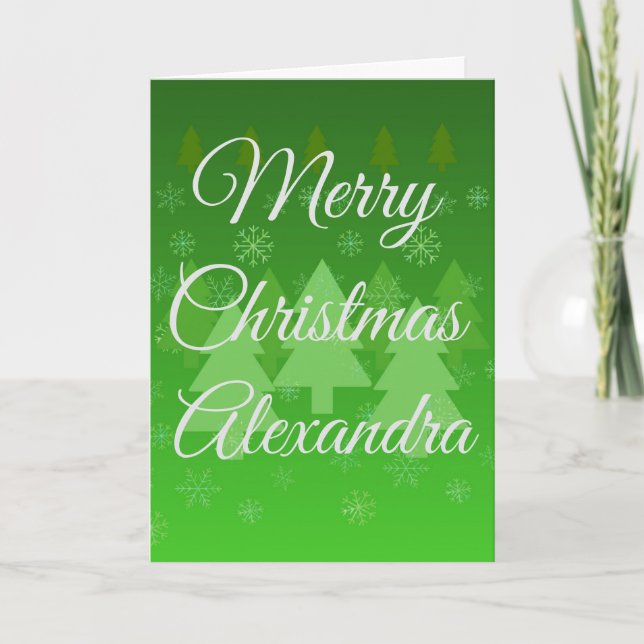 Personalised Green Folded Christmas Card (Front)