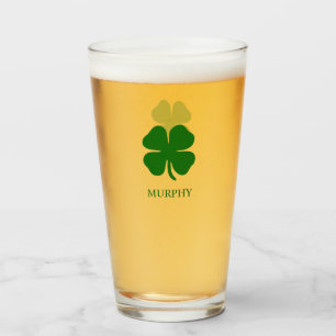 Personalised Green Four Leaf Clover  Glass