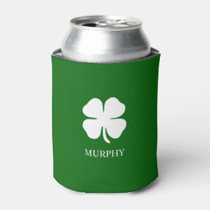 Personalised Green Four Leaf Clover Irish  Can Cooler