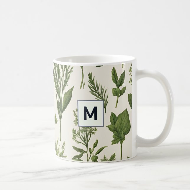 Personalised Green Garden Plants Gardening Stylish Coffee Mug (Right)