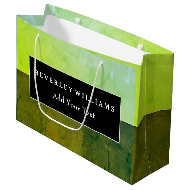 Personalised Green Gift Paper Bag (Front Angled)