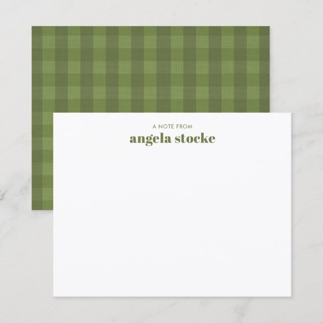 Personalised Green Gingham Plaid Card (Front/Back)