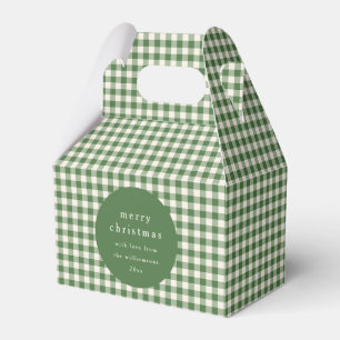 Personalised Green Gingham Plaid Name Christmas Favour Box
