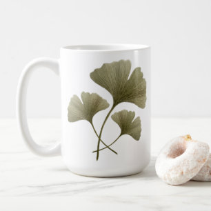 Personalised Green Ginkgo Leaf Custom Name Coffee Mug