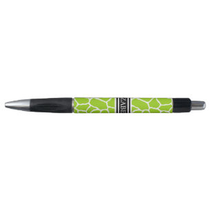 Personalised Green Giraffe Skin Pattern Pen