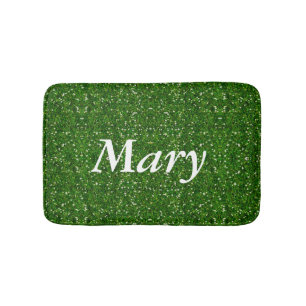 Personalised Green Glitter Bath Mat