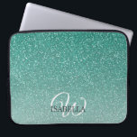 Personalised Green Glitter Ombre Name Monogram Laptop Sleeve<br><div class="desc">Chic faux green glitter design with ombre effect,  the green glitter fades onto a white background. You can personalise these elegant laptop sleeve with your name and monogram or other text. Perfect personalised gift laptop sleeve. If you need any help or matching products,  please contact us at happydolphinstudio@outlook.com.</div>