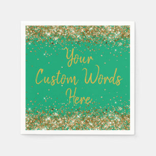 Personalised Green Gold Birthday Party Anniversary Napkin
