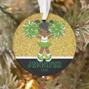 Personalised Green & Gold Cheerleading Ornament