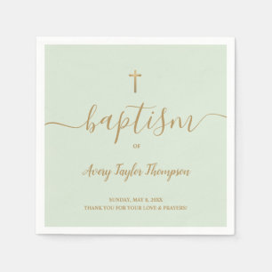 Personalised  Green Gold Cross baptism elegant  Napkin