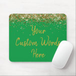 Personalised Green & Gold Gamer Her Birthday Gift Mouse Mat<br><div class="desc">personalised birthday gift gaming gamer,  custom anniversary present for her,  elegant glitter new job coworker,  grad graduation sparkle chic sparkly,  twinkle sweet 16 quinceanera 15th,  green gold mousepad mouse pad,  boss secretary assistant nurse teacher,  Christmas wife mum girlfriend mum,  work desk accessories supplies rectangle,  computer home office decor name</div>