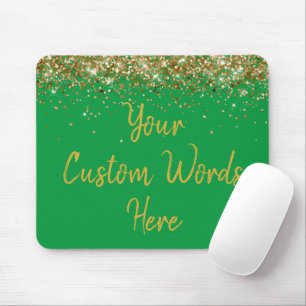 Personalised Green & Gold Gamer Her Birthday Gift Mouse Mat